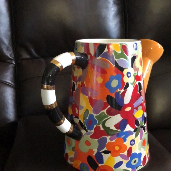 Never used MacKenzie-Childs watering pitcher 8”tall multi-color - Picture 3 of 5